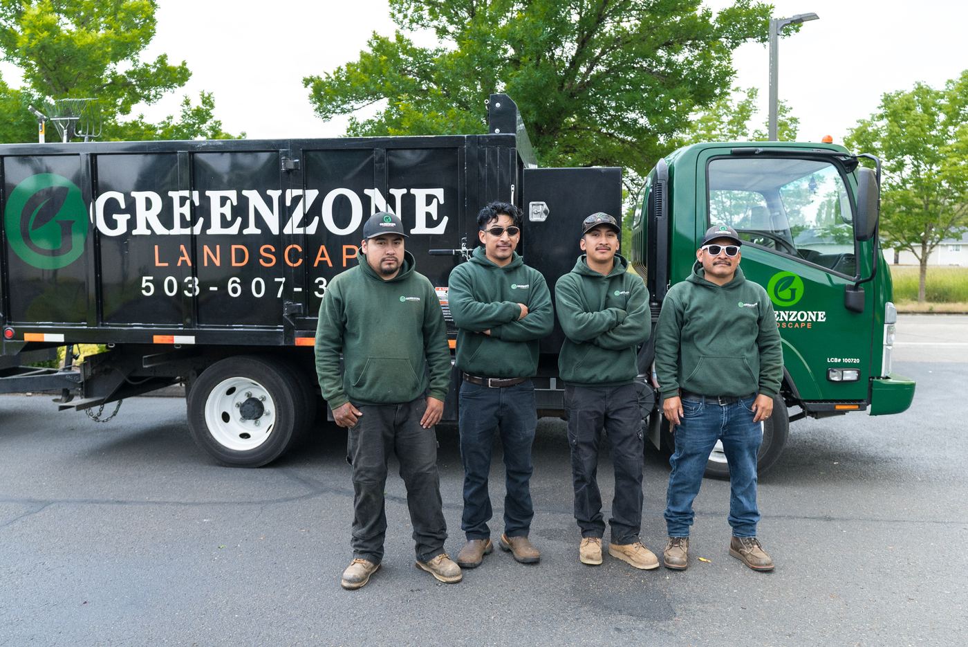 Greenzone Landscape crew with company truck in Oregon
