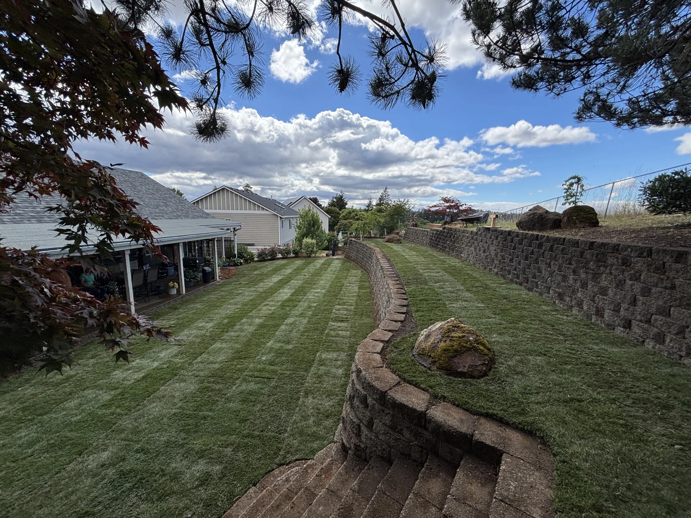 Freshly maintained lawn area for an Oregon property